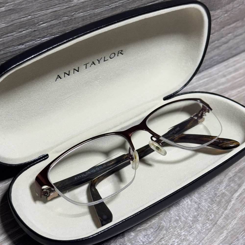 Ann Taylor Eyeglasses AT200 C03 51-17-135 Brown Tortoise Half Rim Frame w/ Case‎
